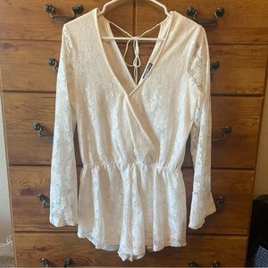 Lacy Cream Off-White Romper